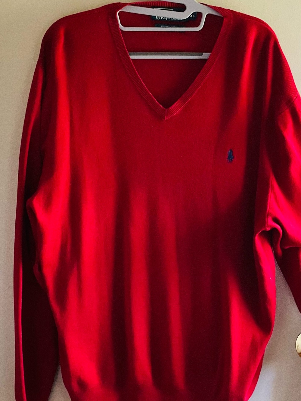 Polo by Ralph Lauren Red and Cream V-Neck 100% Pima Cotton Sweater Bundle